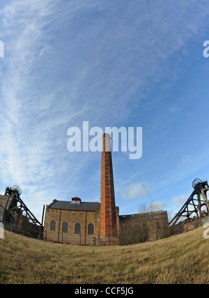 Pleasley Zeche an der Grenze von Derbyshire und Nottinghamshire, die jetzt als ein offenes Museum genutzt. Stockfoto