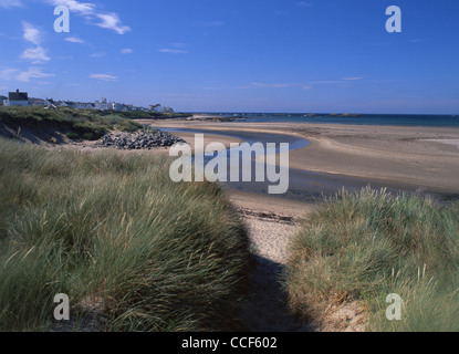 Rhosneigr Stadt und Strand von Dünen Anglesey North Wales UK gesehen Stockfoto
