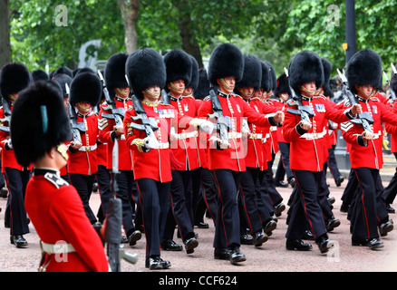 Welsh Guards marschieren entlang Pall Mall während Trooping the Colour, London, England 2011 Stockfoto