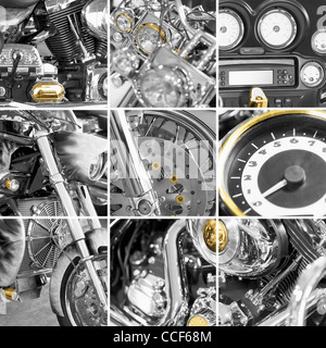 Eine Collage aus Fragmenten alte Motorräder Stockfoto