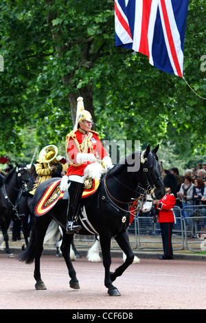 Haushalt Kavallerie Life Guard Officer Pall Mall entlang, während Trooping the Colour, London, England 2011 Stockfoto