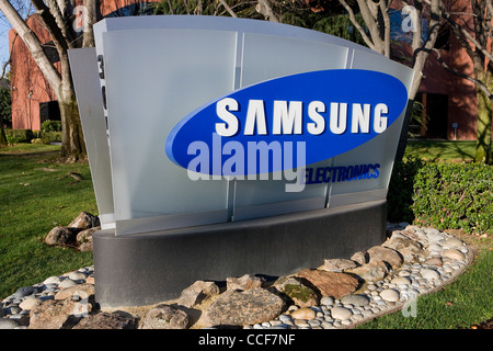 Ein Bürogebäude von Samsung Electronics besetzt. Stockfoto