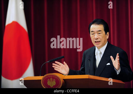 4. Januar 2011 - Tokyo, Japan - der japanische Premierminister NAOTO KAN während einer Pressekonferenz von Neujahr an seinem Amtssitz. (Kredit-Bild: © Pool/Jana Press/ZUMAPRESS.com) Stockfoto