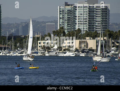 Sep 05, 2004; Los Angeles, Kalifornien, USA; Temperaturen und sonnigen Himmel brachte erwarteten Menschenmassen auf dem Strand von Santa Monica während den Labor Day Wochenende. Das California Department of Forestry ist in höchster Alarmbereitschaft, nachdem eine Brandwache Wetter für Teile der Central Coast ausgestellt wird. Trockenen und feuchten niedrig Stockfoto