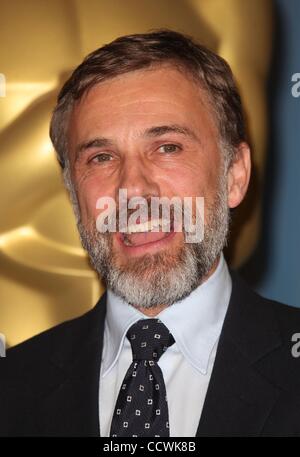 2. März 2010 nominiert - Beverly Hills, Kalifornien, USA - Schauspieler CHRISTOPH WALTZ Oscar für den besten Schauspieler in einer stützenden Rolle für "Inglourious Basterds". Abgebildet: 15. Februar 2010 an der Academy Awards nominiert Mittagessen in Beverly Hills - Beverly Hills - Christoph Waltz. Die 82. Oscar-Verleihung-Sendung ist Stockfoto