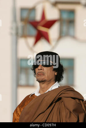 Libyens Staatschef Muammar Gaddafi besucht Belarus. Muammar al-Gaddafi in Minsk, Weißrussland Stockfoto