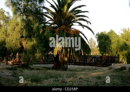 November 19, sind 2008 Spring Tal, CA Mature Palmen und Pfeffer Bäume und eine Brücke über einen trockenen Graben einige der Features der Freiflächen des Lamar Street Park im Frühjahr Valley. Laura Embry/San Diego Union-Tribune/Zuma Press, copyright 2007 San Diego Union-Tribune Stockfoto