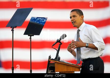 21. Oktober 2008 spricht - Miami, Florida, USA - BARACK OBAMA während seiner frühen Stimme für Änderung Kundgebung am Miamis Bicentennial Park. (Kredit-Bild: © Michael Francis McElroy/zReportage.com/ZUMA) Stockfoto