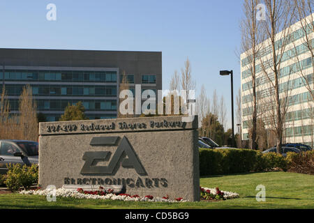 4. April 2008 - Redwood City, Kalifornien, USA - das Hauptquartier von Electronic Arts (EA), Redwood Shores Parkway in Redwood City, Kalifornien, im Herzen des Silicon Valley. EA versteht sich als weltweit führende unabhängige Entwickler und Publisher von interaktiver Unterhaltungs-Software für adva Stockfoto