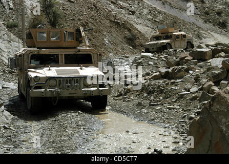 18. April 2008 - Paktya-Provinz, Afghanistan - Uparmored Humvees von einem 4th Brigade Combat Team, patrouillieren 101. US-Luftlandedivision in den Bergen der Paktya Provinz, Ost-Afghanistan.  (Kredit-Bild: © Paul Avallone/ZUMA Press) Stockfoto