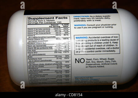 24. März 2008 - Bergen County, New Jersey, USA - Kläger Elena Klyachman Et al. behauptet, Vitamin Shoppe Inc., der Natur Wert Inc. und anderen Angeklagten beteiligt in der Herstellung, marketing, Werbung und Vertrieb der Marke Vitamin Shoppe unlauteren Geschäftspraktiken "speziell für Wo Stockfoto