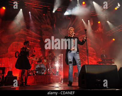 Schwedische Popmusik-Duo Roxette live in Moskau. Im Bild: Marie Fredriksson. Stockfoto