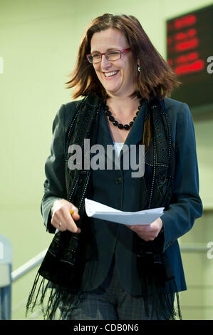 20. September 2010 - BXL, Brüssel, Belgien - Europäische Inneres Kommissar, Schwedisch, Cecilia Malmström während der Pressekonferenz auf der Verordnung über das Inverkehrbringen und die Verwendung von explosiven Vorstufen in Brüssel am 2010-09-20 von Wiktor Dabkowski (Credit-Bild: © Wiktor Dabkowski/ZUMApress. Stockfoto