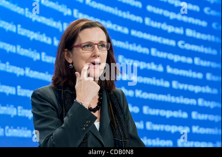 20. September 2010 - BXL, Brüssel, Belgien - Europäische Inneres Kommissar, Schwedisch, Cecilia Malmström während der Pressekonferenz auf der Verordnung über das Inverkehrbringen und die Verwendung von explosiven Vorstufen in Brüssel am 2010-09-20 von Wiktor Dabkowski (Credit-Bild: © Wiktor Dabkowski/ZUMApress. Stockfoto