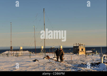 Russische Polarstation am Kap Chelyuskin; Fyodorov Observatorium Polarstation. 30. September 2010. Stockfoto