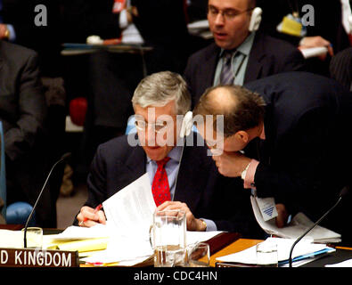 JACK STRAW. K29493AR SD0307.'' UN-Sicherheitsrat '' neueste Waffe des Prüfers Bericht über Irak bei der Vereinten NATION IN New York City.    / 2003 (Kredit-Bild: © Andrea Renault/Globe Photos/ZUMAPRESS.com) Stockfoto