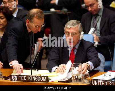 JACK STRAW. K29493AR SD0307.'' UN-Sicherheitsrat '' neueste Waffe des Prüfers Bericht über Irak bei der Vereinten NATION IN New York City.    / 2003 (Kredit-Bild: © Andrea Renault/Globe Photos/ZUMAPRESS.com) Stockfoto