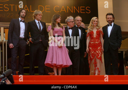 Schauspieler Adrien Brody, Owen Wilson, Lea Seydoux, Regisseur Woody Allen, Frédéric Mitterrand,... bei der "Midnight in Paris" Premiere - Eröffnungsfeier auf dem 64. jährlichen Cannes Filmfestival. Stockfoto