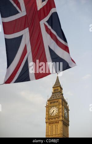 28. April 2011 - London, Vereinigtes Königreich - eine allgemeine Ansicht des Big Ben am Tag vor der königlichen Hochzeit von Prinz William und Kate Middleon in der Westminster Abbey. (Kredit-Bild: © Mark Makela/ZUMAPRESS.com) Stockfoto