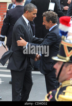 G8-Gipfel in Deauville, Frankreich. Im Bild: Der französische Präsident Nicolas Sarkozy und US-Präsident Barack Obama. Stockfoto