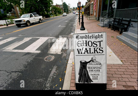 3. August 2011 - Gettysburg, PA, USA - Streetview in der Stadt für den amerikanischen Bürgerkrieg Schlacht mit die größte Zahl der totale Opfer zur Kenntnis genommen.  2013 markiert den 150. Jahrestag der Schlacht von Gettysburg. Stockfoto