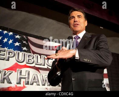 WATERLOO, IA - 14 AUG 11 - republikanischen Präsidentschaftskandidaten Rick Perry an der 4. spricht Lincoln Jahresessen anlässlich der Electric Ballroom der Park durch das Black Hawk County Republican Committee.  Foto von James Colburn Stockfoto