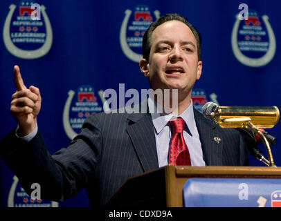 19. Oktober 2011 spricht - Las Vegas, Nevada, USA - Reince Priebus, Vorsitzender des Republican National Committee, bei der Western Republican Leadership Conference im Venetian Hotel und Sands Expo Center statt. Stockfoto