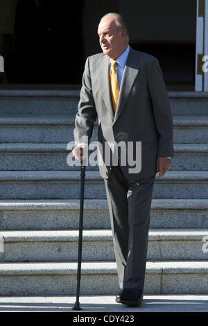 19. August 2011 - Madrid, Spanien - spanische König Juan Carlos, Königin Sofia, Prinz Felipe, Prinzessin Letizia, Prinzessin Leonor Prinzessin Sofia, Infantin Elena kümmert sich ihre Tochter Victoria Federica und Sohn Felipe Juan Froilan an einer Besprechung teilnehmen mit Papst Benedict XVI an der Zarzuela-Palast in Madrid, auf Augu Stockfoto