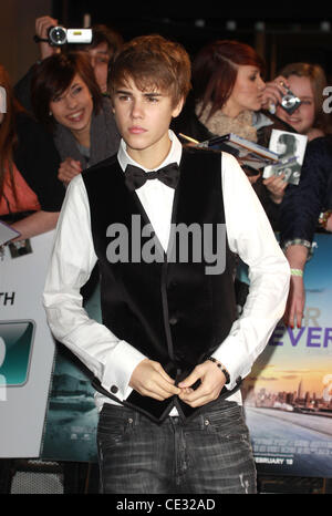 Justin Bieber Never Say Never UK Filmpremiere bei der O2 London, England - 16.02.11 statt Stockfoto