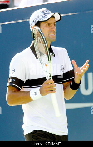 Novak Djokovic Serbien konkurrieren in den Herren Viertelfinale Spiel am Tag 10 der 2010 US Open im USTA Arthur Ashe Stadion in Flushing, Queens. Djokovic ging gegen Gael Monfils Frankreichs durch 7-6 (2), 6-1, 6-2-New York City, USA - 08.09.10 Stockfoto