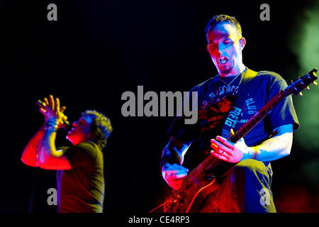 Creed, die live im Konzert in der ersten Midwest Bank Amphitheater Tinley Park, Illinois - 15.8.10 Stockfoto