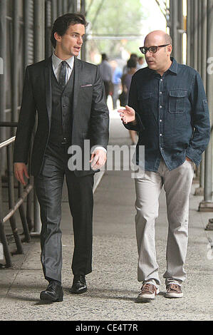 Matt Bomer und Willie Garson vor Ort schießen für die dritte Staffel der USA Network Serie "White Collar" New York City, USA - 16.08.10 Stockfoto