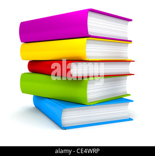 Stapel Bücher auf weißem Hintergrund. 3D render Stockfoto
