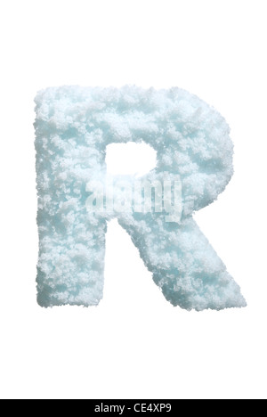 Brief von Schnee Stil Alphabet. Isoliert auf weißem Hintergrund. Mit Beschneidungspfad. Stockfoto