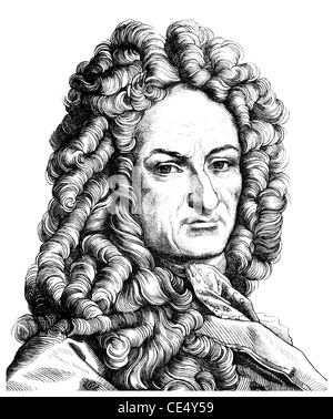 Gottfried Wilhelm Leibniz 1646-1716, ein deutscher Philosoph und Wissenschaftler, Mathematiker, Diplomat, Physiker, Historiker Stockfoto