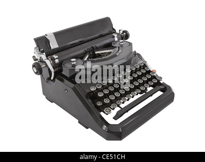 Alte Schreibmaschine isoliert auf weiss. Stockfoto