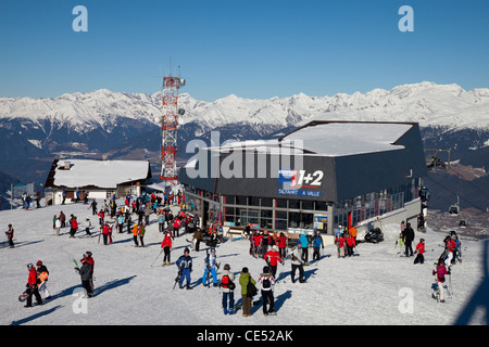 Seilbahn Station, oberen Hochebene am Kronplatz 2272m Bruneck, Pustertal, Südtirol Stockfoto