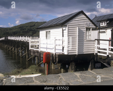 Penmaenpool Gwynedd North Wales hölzernen Mautbrücke über Afon Mawddach Stockfoto