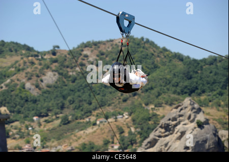 Italien, Basilicata, Regionalpark Dolomiti Lucane, Pietrapertosa, Volo dell'Angelo Stockfoto