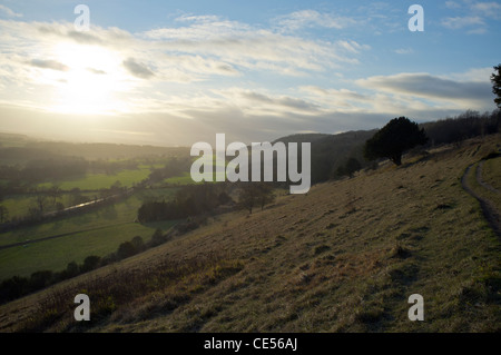 Blick über Dorking aus Ranmore gemeinsamen, Surrey Stockfoto