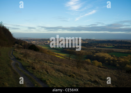 Blick über Dorking aus Ranmore gemeinsamen, Surrey Stockfoto