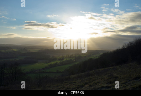 Blick über Dorking aus Ranmore gemeinsamen, Surrey Stockfoto