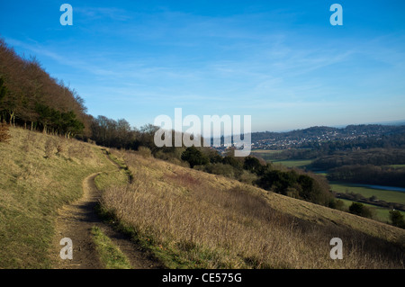 Blick über Dorking aus Ranmore gemeinsamen, Surrey Stockfoto