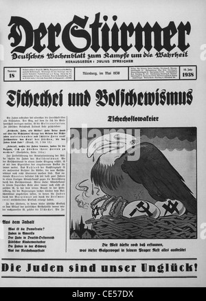 Titelseite des deutschen Pornographiesammlung Der wöchentliche Tabloid-Format NS-Zeitung ab 1923 bis zum Ende des zweiten Weltkrieges im Jahr 1945 veröffentlicht Stockfoto