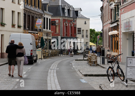 Rue De La Ferté in Saint-Valery-Sur-Somme Picardie Stockfoto