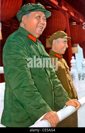 Mao Zedong - * 26.12.1893 - 09.09.1976: Propaganda-Plakat aus dem Vorsitzenden der kommunistischen Partei Chinas und Lin Biao von 1966. Stockfoto