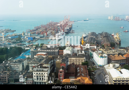 Blick auf Colombo Hafen von WTC Colombo. Sri Lanka Stockfoto