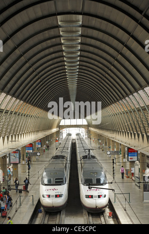 RENFE-Züge in Sevilla Santa Justa Bahnhof, Sevilla, Spanien Stockfoto