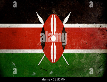 Die Flagge von Kenia auf alte und Vintage Grunge Texturen Stockfoto