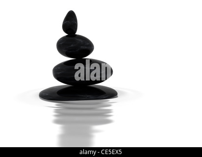 Ruhige Szene schwarzen Steinen im Gleichgewicht Stockfoto